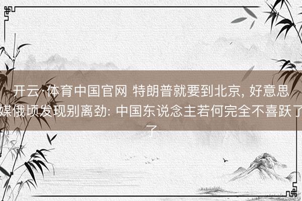 开云·体育中国官网 特朗普就要到北京， 好意思媒俄顷发现别离劲: 中国东说念主若何完全不喜跃了