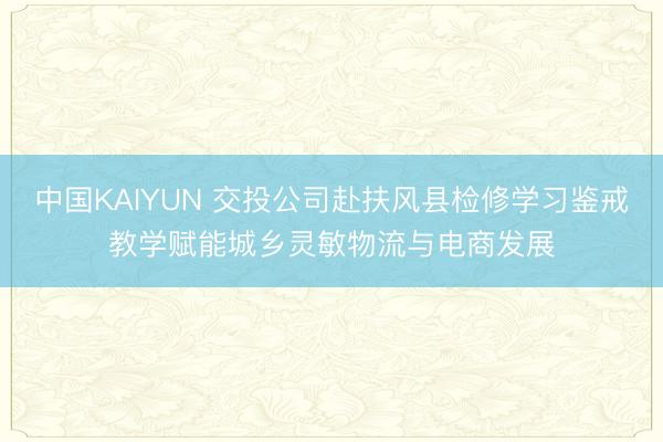 中国KAIYUN 交投公司赴扶风县检修学习鉴戒教学赋能城乡灵敏物流与电商发展
