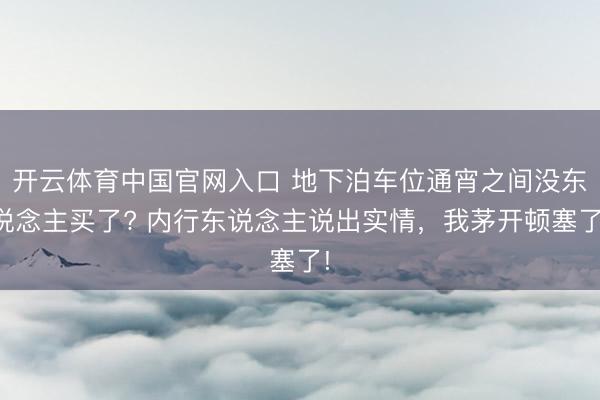 开云体育中国官网入口 地下泊车位通宵之间没东说念主买了? 内行东说念主说出实情,我茅开顿塞了!